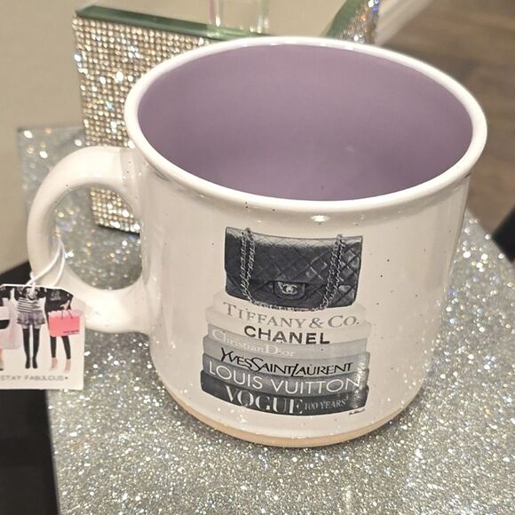 Chic Designer White and Purple Mug - Picture 2 of 5